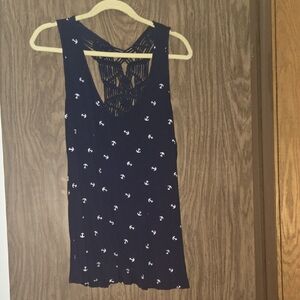 Maurices Navy Blue Anchor Print Tank Top